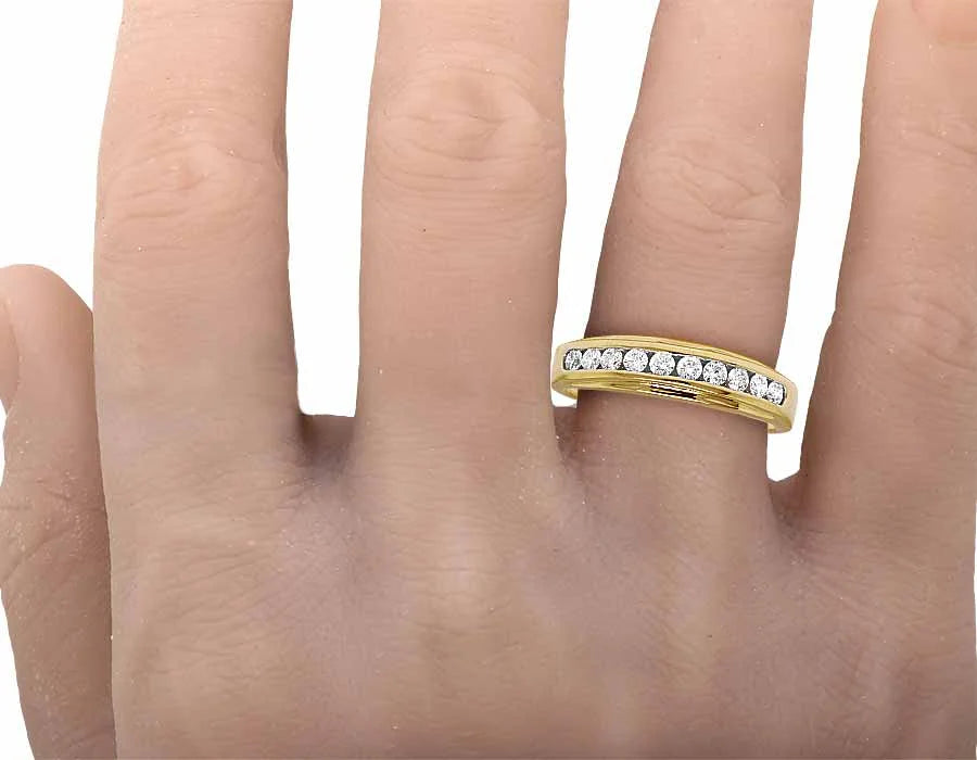 14K Yellow Gold Diamond Channel Wedding Band Ring 5MM P33542