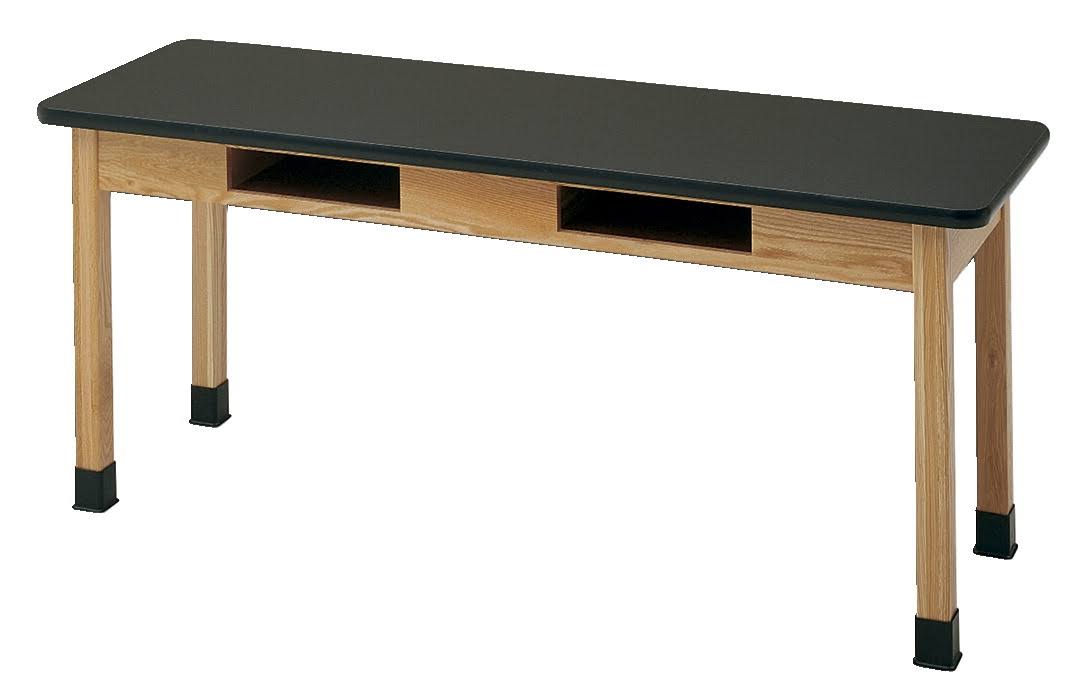 Oak Science Table with Book Compartments Z743976