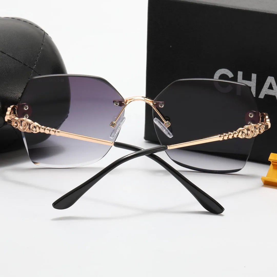 Frameless Rhinestone Flower Polarized Sunglasses E547