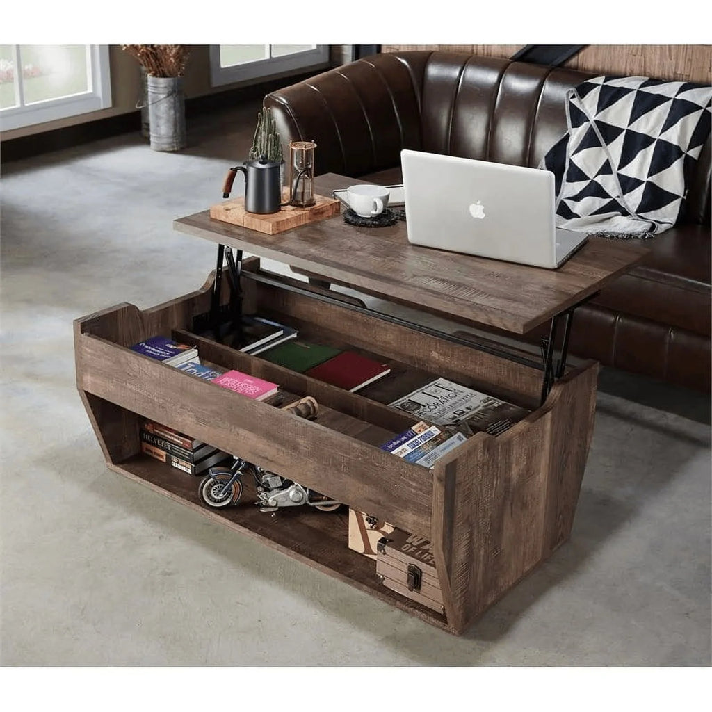 Oak Wood Storage Coffee Table and TV Stand Set I258243