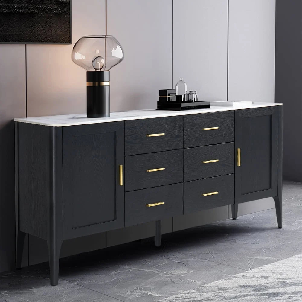 Black Sideboard Buffet with Sintered Stone Top F186