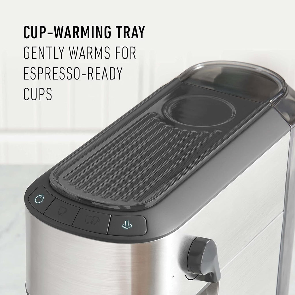 Compact Espresso Machine with Milk Frother, Stainless Steel Q247345