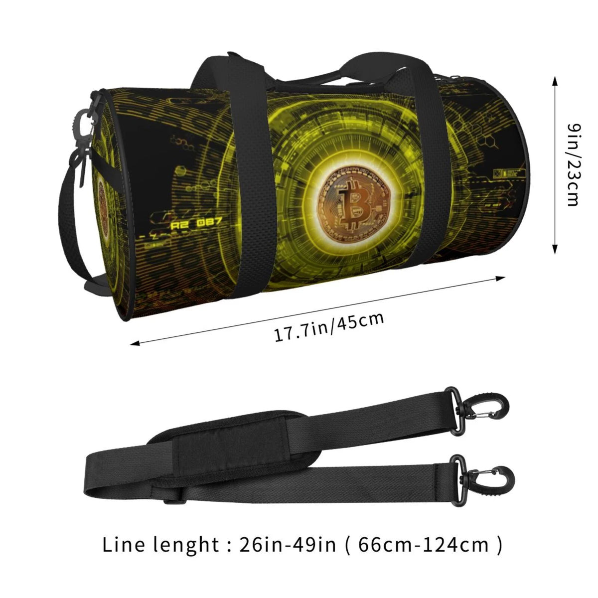 Gold Bitcoin Blockchain Cryptocurrency Unisex Large Duffle Bag O16133
