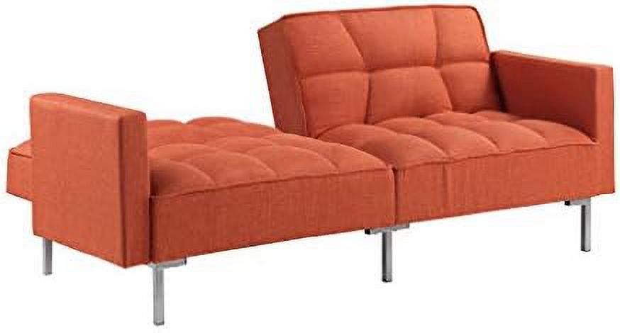 Modern Linen Convertible Futon Sofa Bed 2-in-1 Sleeper Sofa with 2 Pillows N330846