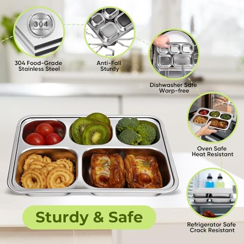 Stainless Steel Bento Box 3 Pack 5 Compartments with Lids Y16121