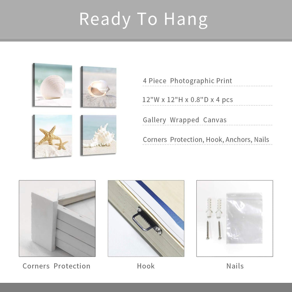 Canvas Wall Art 12W x 12H 4 PCS E5669