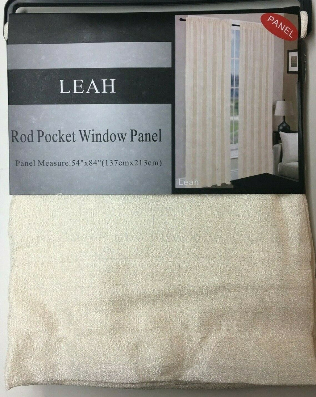 5 Piece Off White Woven Textured Curtain Set G1405