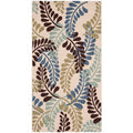 Cream Aqua Floral Indoor/Outdoor Area Rug F229233