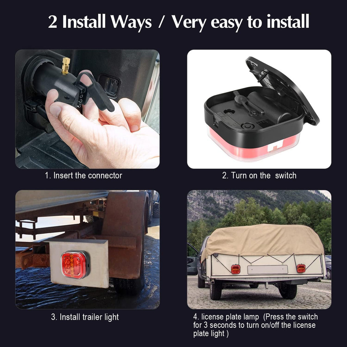 2 Pcs Rechargeable LED Magnetic Trailer Lights Kit T20655