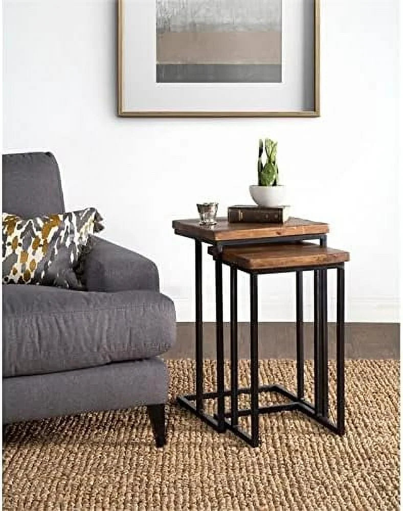 Solid Mango Wood and Iron Nesting Tables Z88107