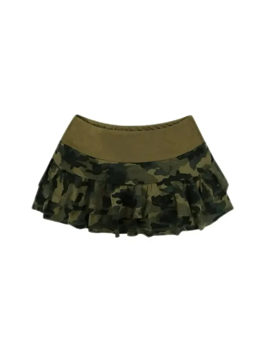 Camouflage Ruffle Mini Skirt Z482172