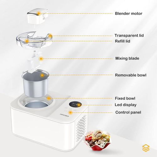 1.2L Automatic Ice Cream Maker Machine with LCD Display and Compressor S668