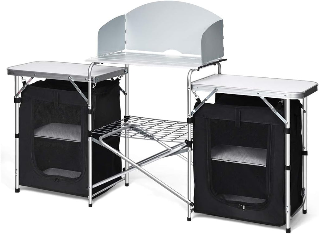 Portable Aluminum Camping Kitchen Table with Sink F593621