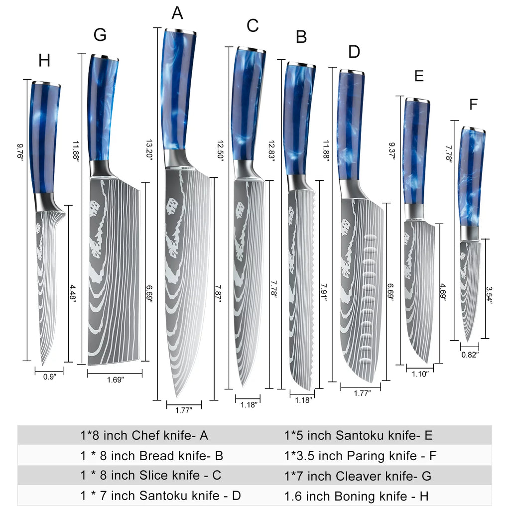 8 Pcs Stainless Steel Kitchen Knife Set J83957
