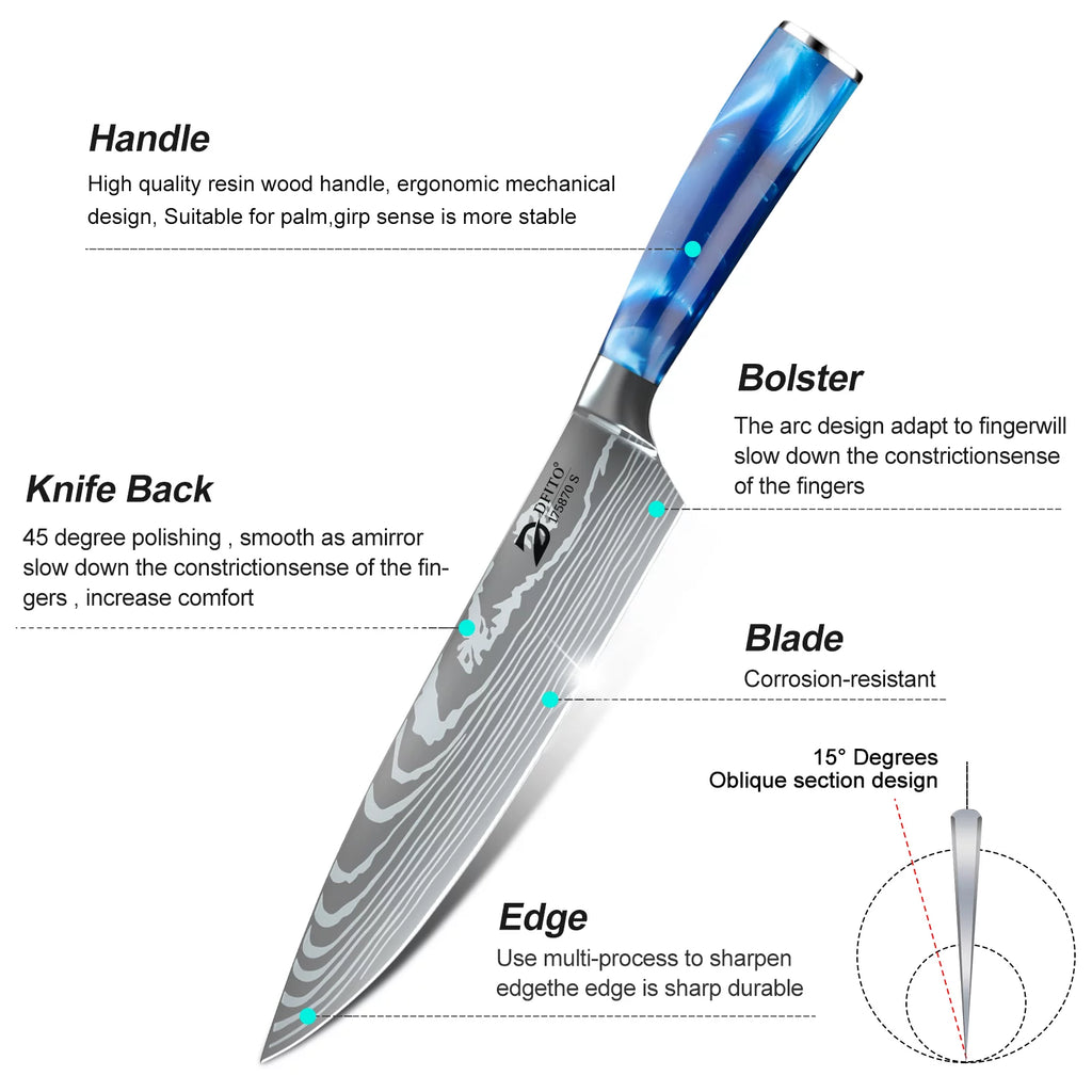 8 Pcs Stainless Steel Kitchen Knife Set J83957