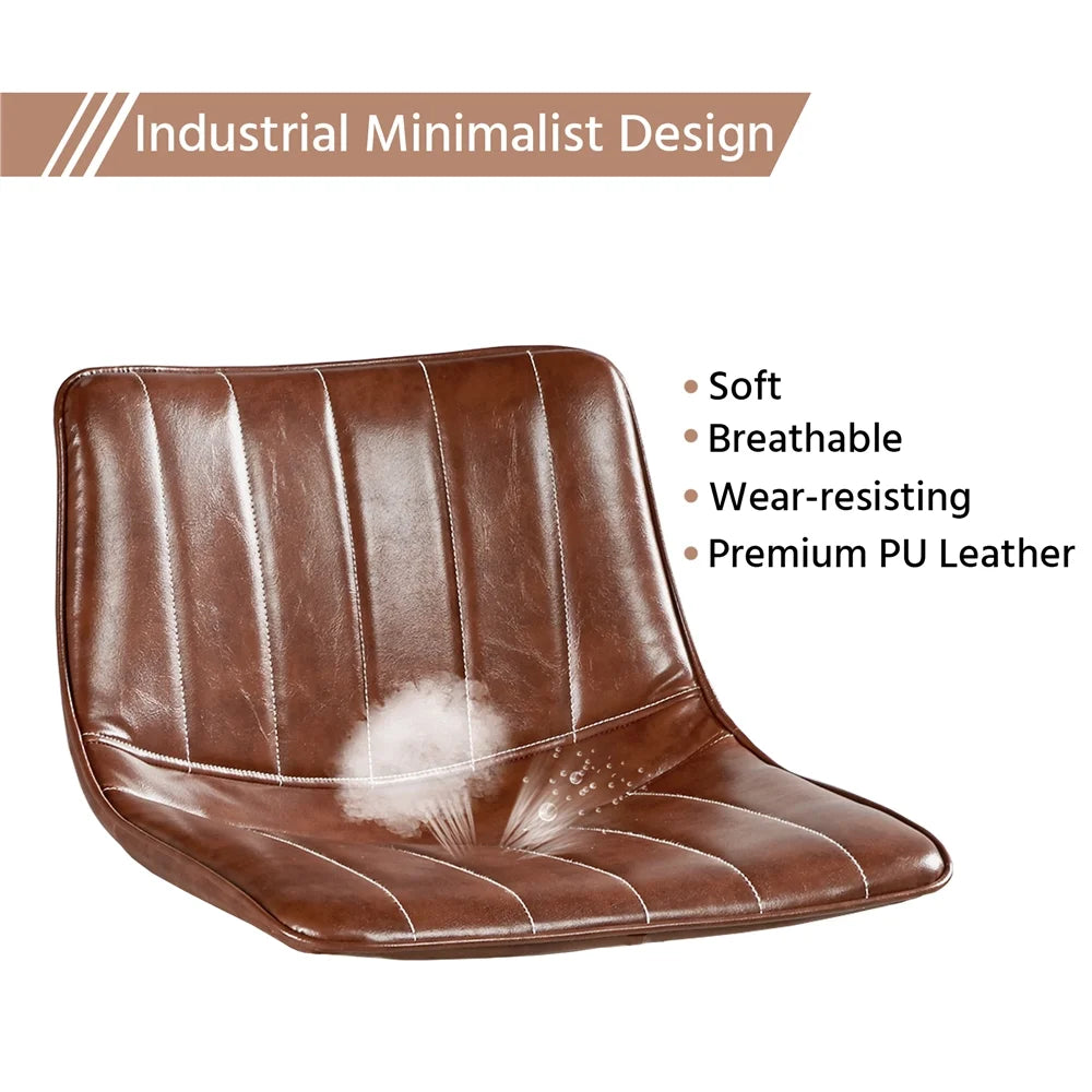 Brown PU Leather Bar Stool with Backrest, Set of 4 G181