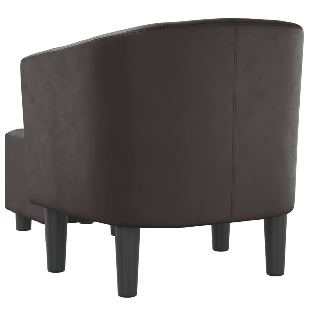 Brown Faux Leather Tub Chair with Footstool I9896