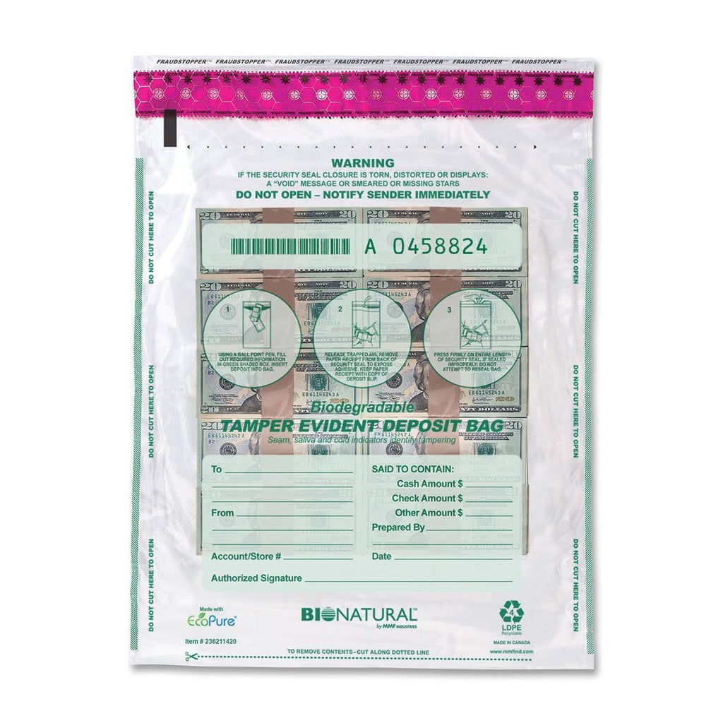 12 x 16 Clear Cash Bags, 100/Pack N9686