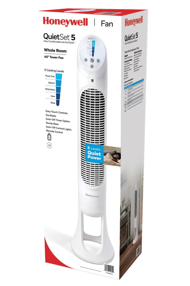 Black QuietSet Oscillating Electric Tower Fan P248