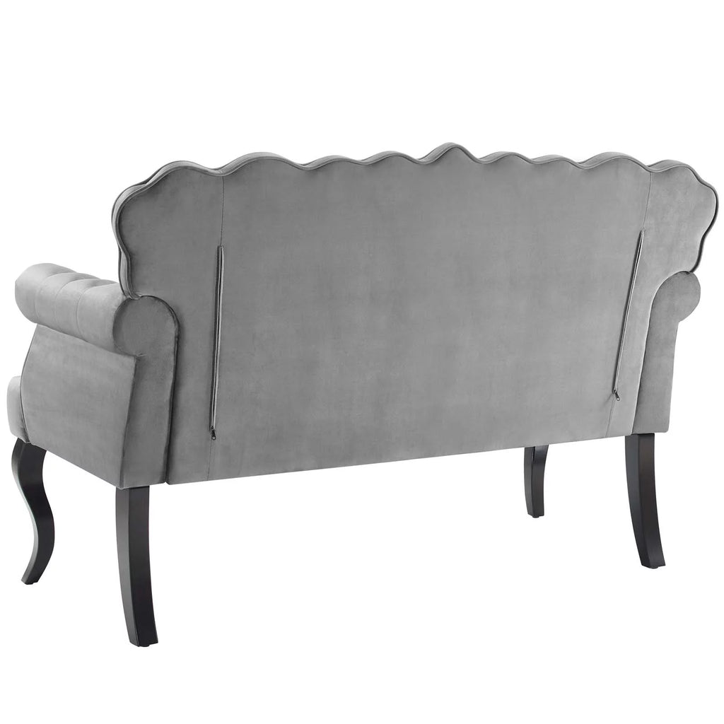 Grey Velvet Loveseat Sofa O3536