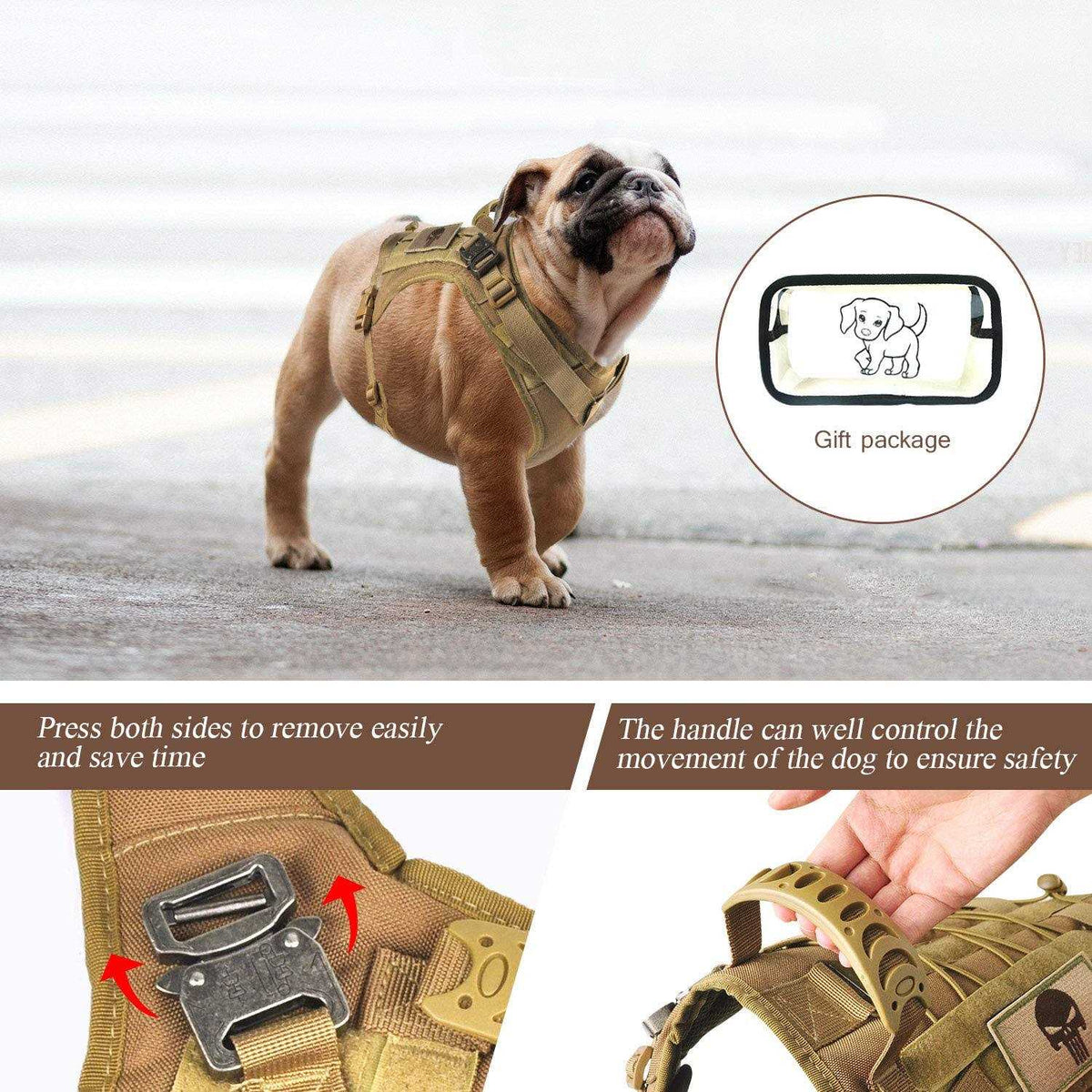 Tactical Service Dog Vest Harness with Rubber Handle & Metal Q147