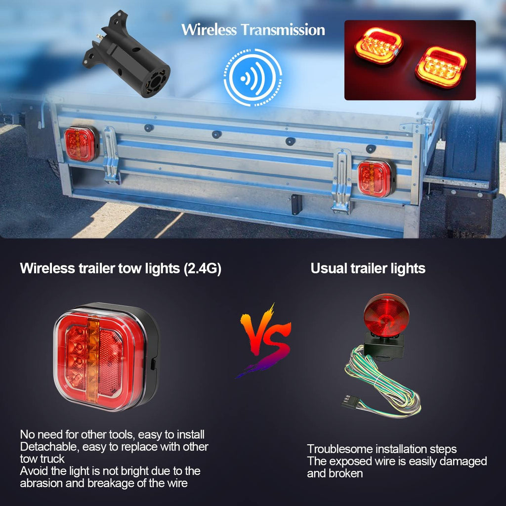 2 Pcs Rechargeable LED Magnetic Trailer Lights Kit T20655