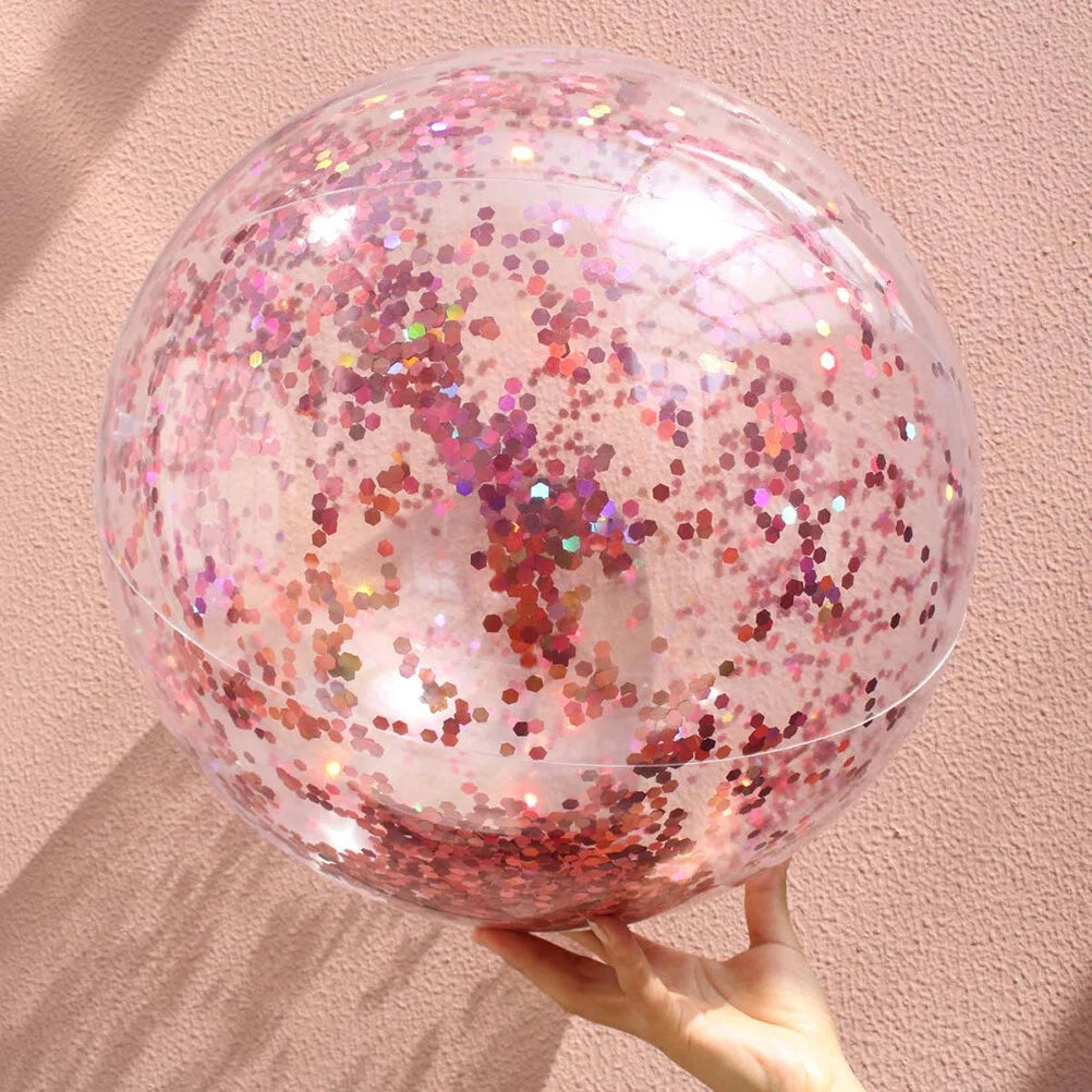 2pcs Glitter Sequin Beach Balls Inflatable Ball Toys with Pumps W129089