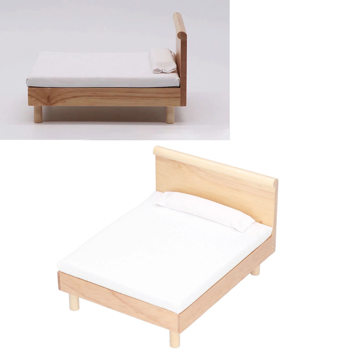 Wooden Double Bed for Dollhouse Decoration B55094