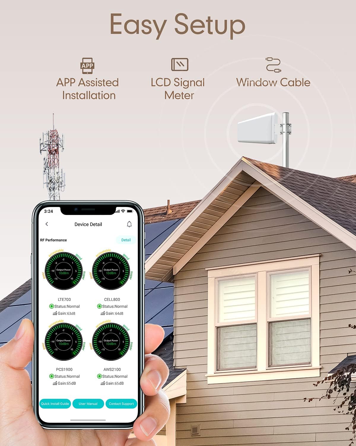 Cell Phone Booster for Home with 2 Indoor Antennas L523100