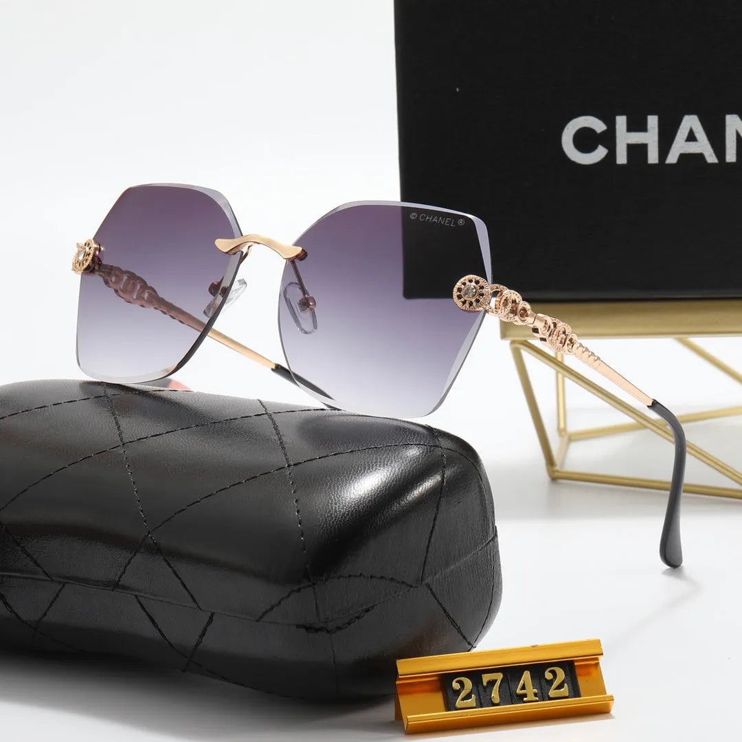 Frameless Rhinestone Flower Polarized Sunglasses E547