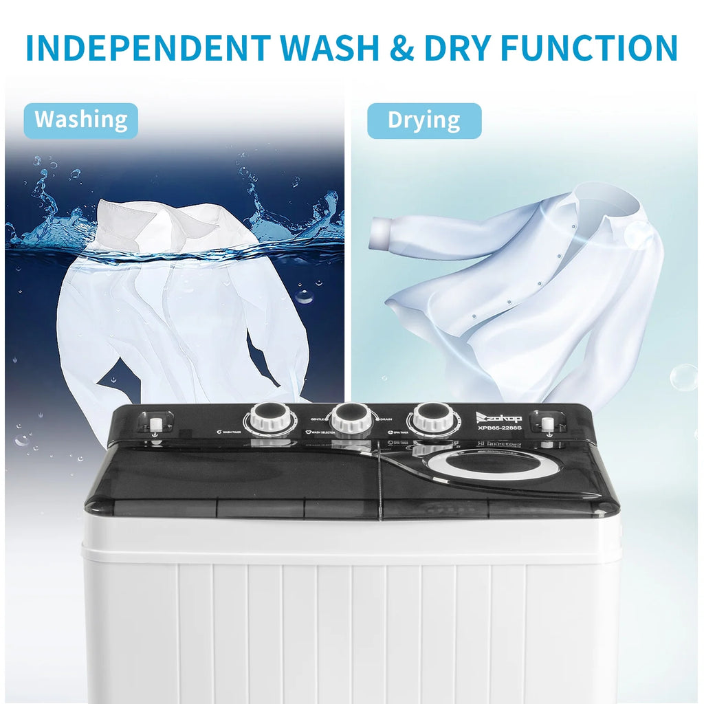 26Lbs Semi-automatic Twin Tub Washing Machine with Built-in Drain Pump P38122