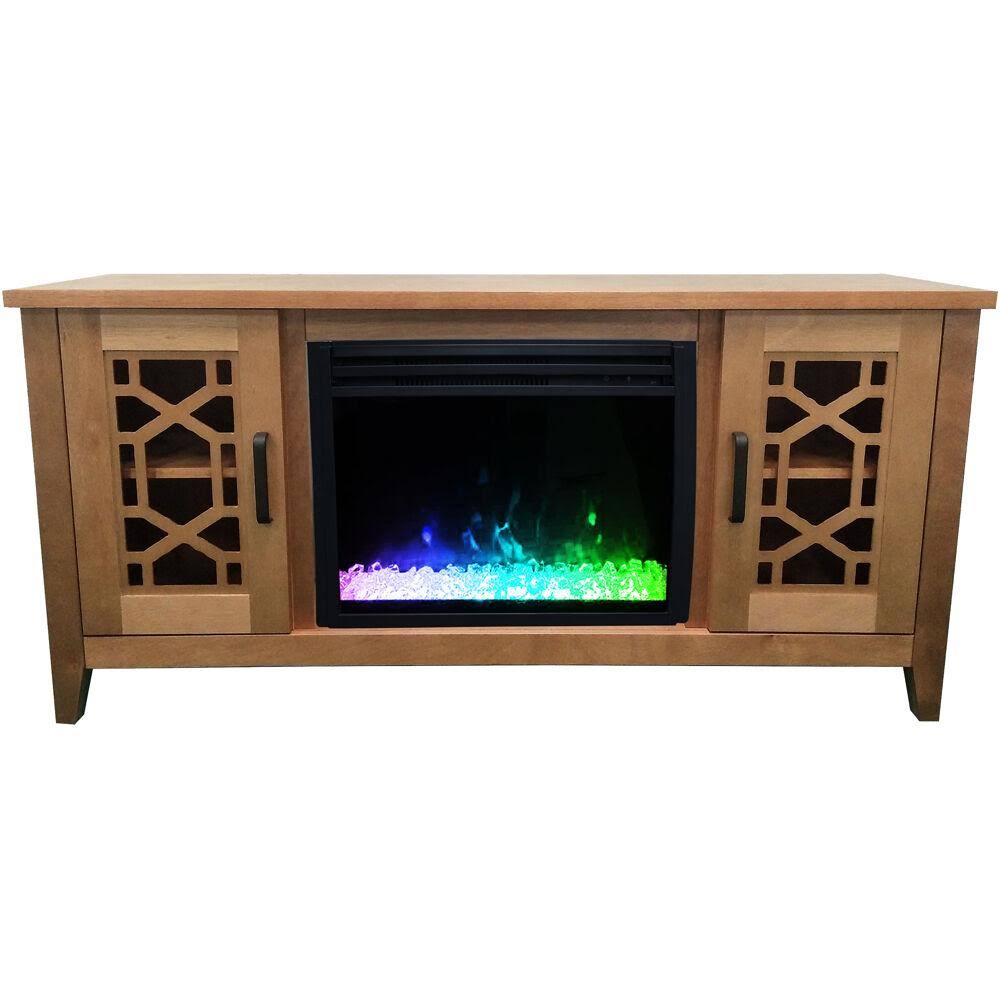Mahogany Electric Fireplace with Multi-Color Crystal Insert Y229999