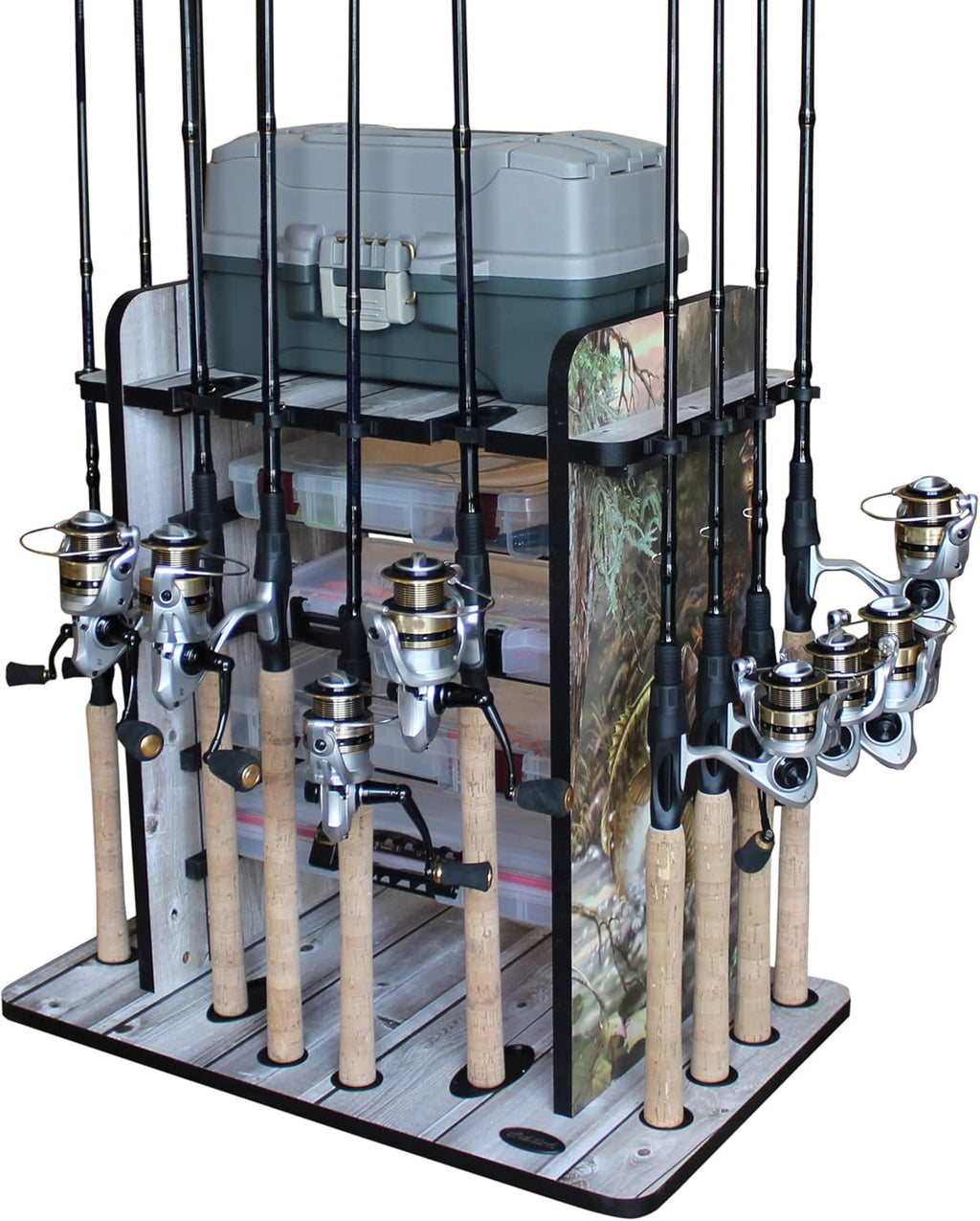 14 Fishing Rod Rack with 4 Utility Box Storage Capacity & Dual Rod Clips, Pack of 2 D7464