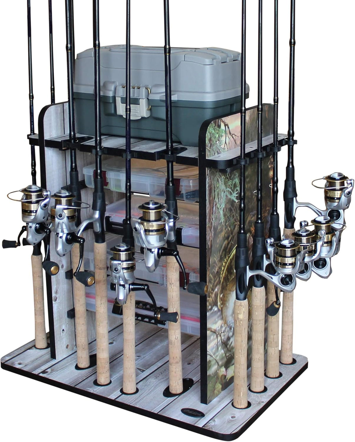 14 Fishing Rod Rack with 4 Utility Box Storage Capacity & Dual Rod Clips, Pack of 2 D7464
