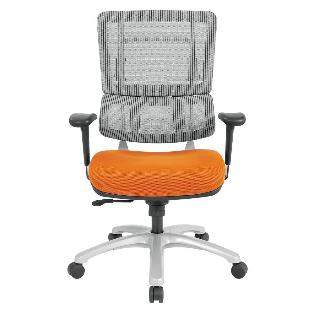 Grey Mesh Back Chair with Silver Base, Orange B302