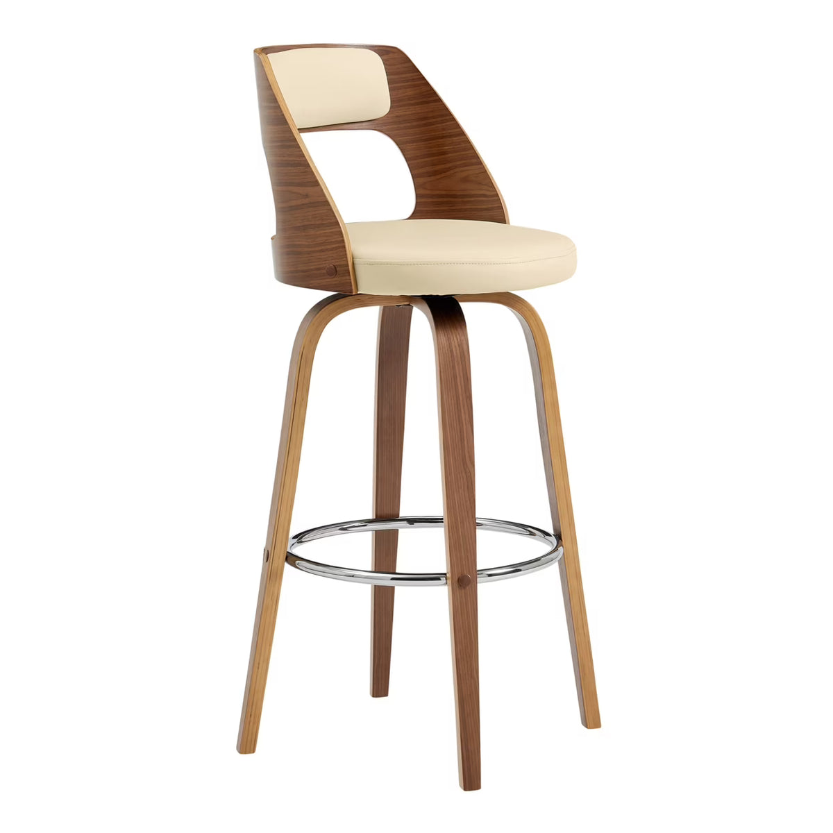 Cream Swivel Counter Stool with Wooden Back K100