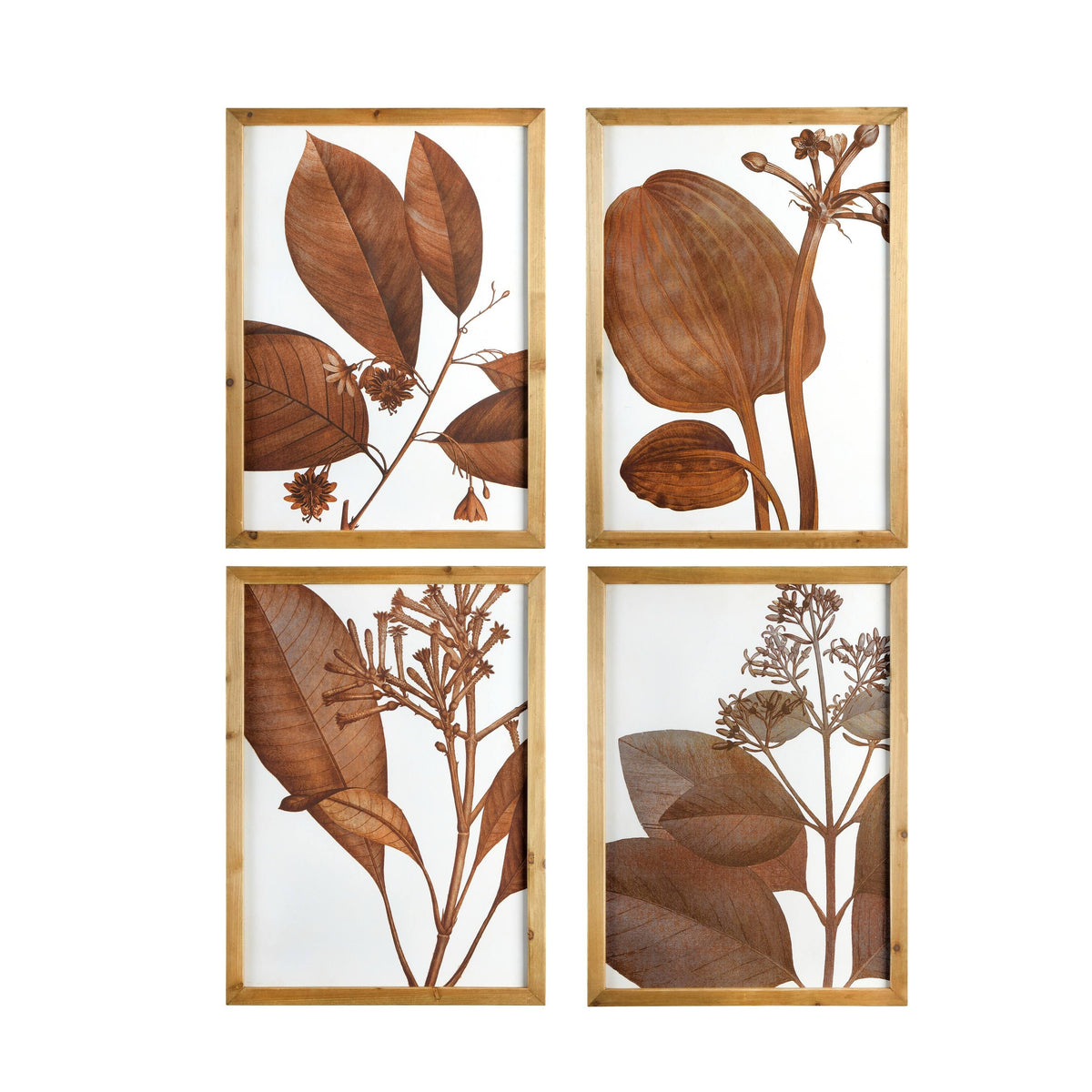 Wood Framed Orange Botanical Wall Decor (Set of 4 Designs) F136533