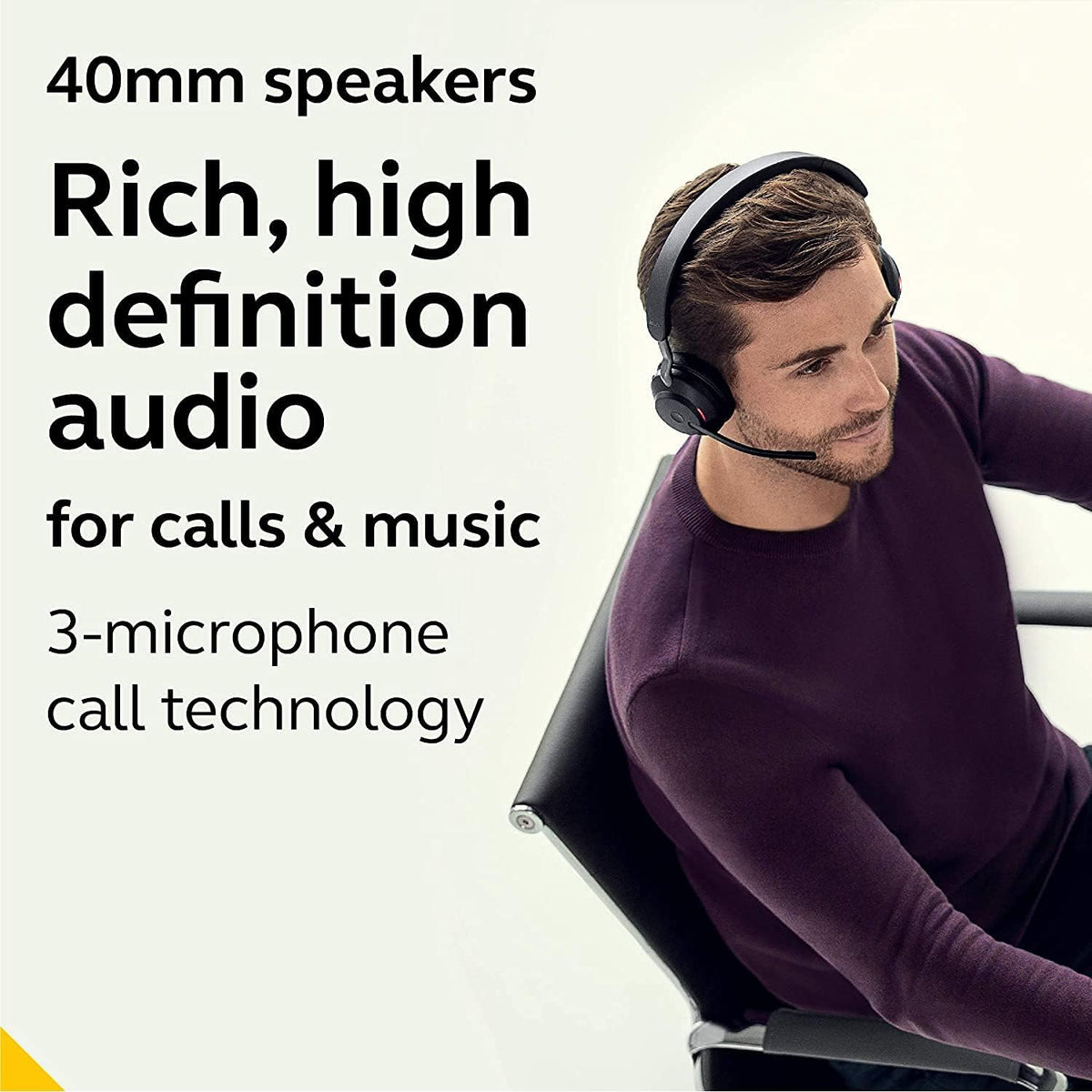 Black Stereo Wireless Bluetooth Headset with Passive Noise Cancelling Headphones Z497205