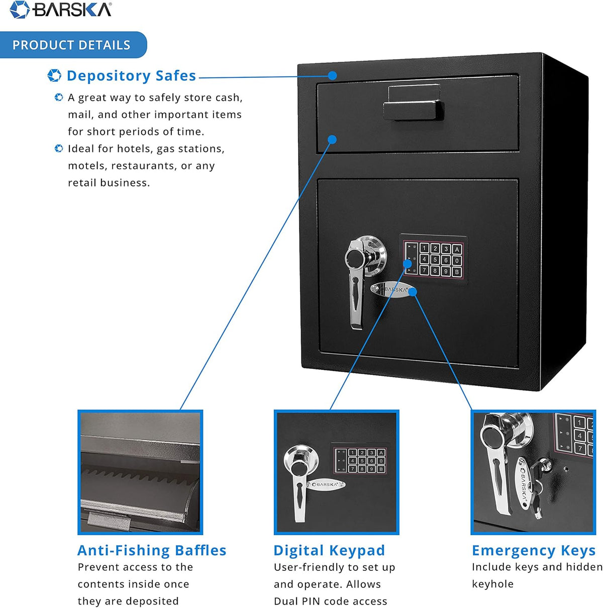 Large 1.10 Cubic Ft Digital Keypad Security Depository Drop Safe G943
