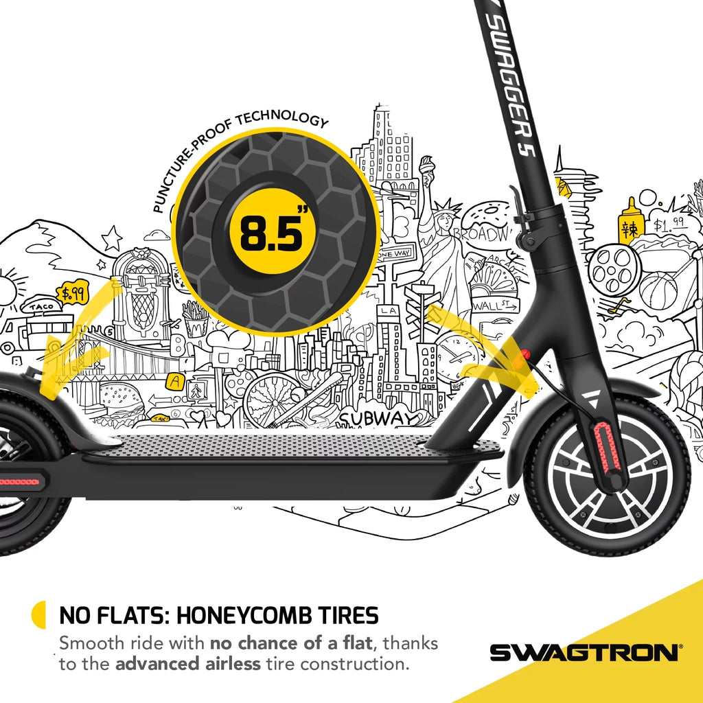 Electric Scooter, 320 lb Weight Limit, 8.5 Inch No-flat Tires, 300W Motor, Quick Folding, 18 Mph K224515