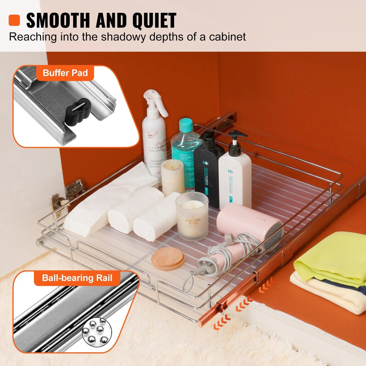 Chrome Steel Pull Out Cabinet Organizer O244288