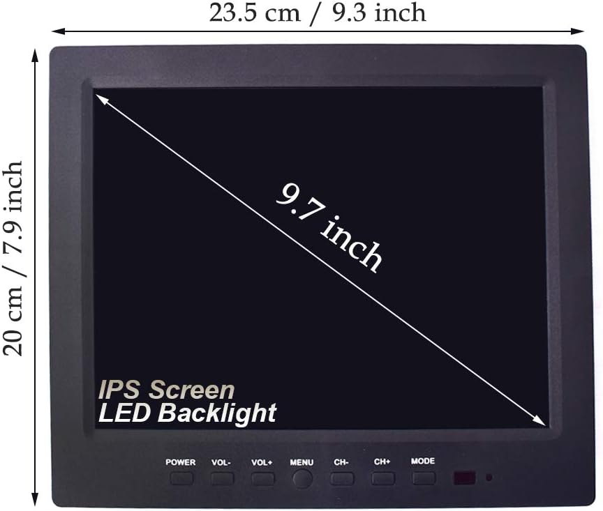 9.7 CCTV Monitor IPS HD LCD Screen 1024x768 with VGA HDMI AV BNC USB Ports Built-in Speaker W926276