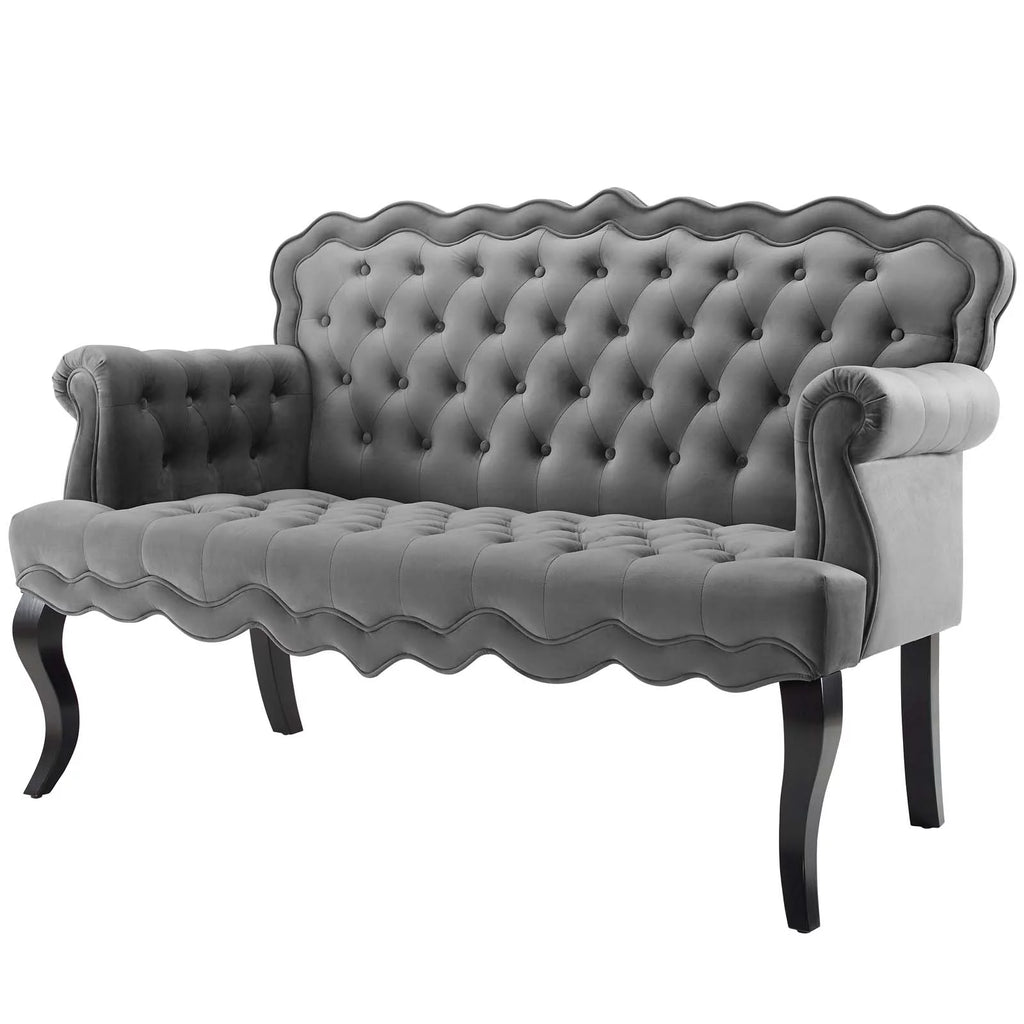 Grey Velvet Loveseat Sofa O3536