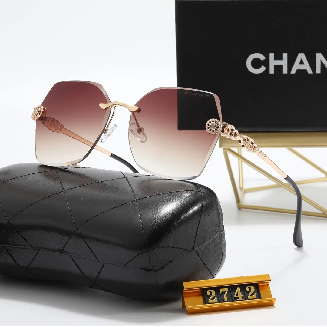 Frameless Rhinestone Flower Polarized Sunglasses E547