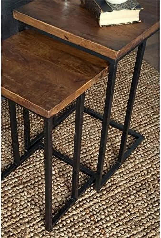 Solid Mango Wood and Iron Nesting Tables Z88107