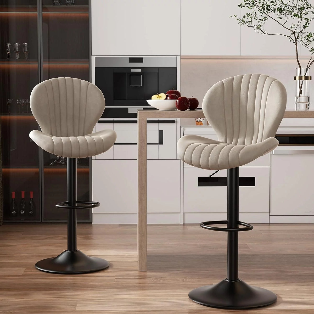 Swivel Bar Stools with High Backrest Set of 2 Q3386