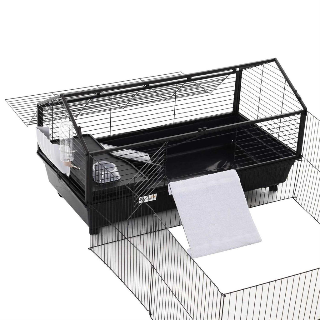 Rolling Metal Small Animal Hutch Cage with Main House and Run S63244
