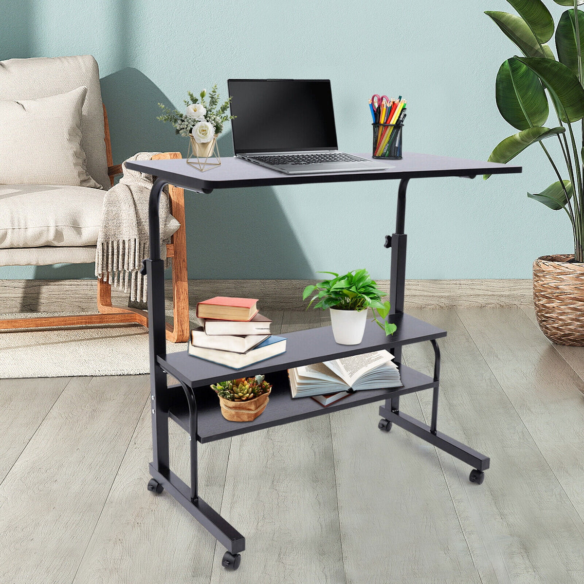 Computer Desk with 4 Rolling Wheels L192497