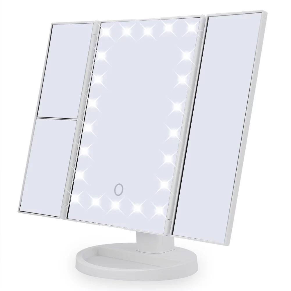 Trifold Lighted Makeup Vanity Mirror with 2X/3X Magnification X223025