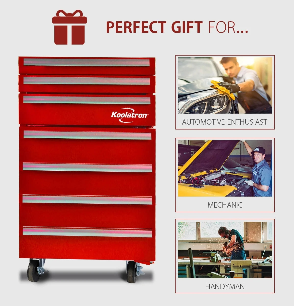 Red Compact Fridge with Built-in Tool Storage E454206